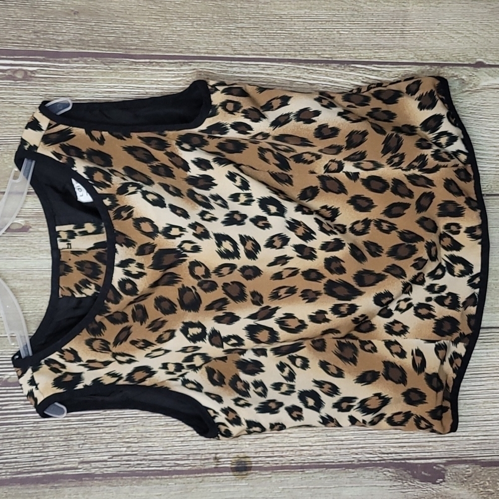 Vtg DANI MAX LOIS SNYDER Leopard Top Sz 8P Sleeveless